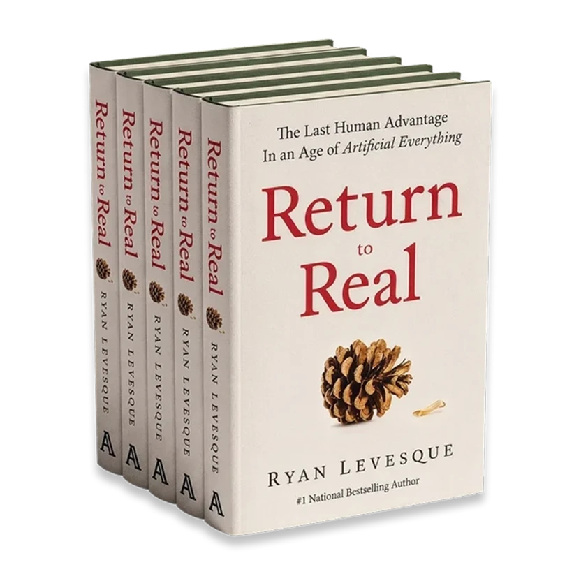 A stack of Return to Real hardcover books by Ryan Levesque